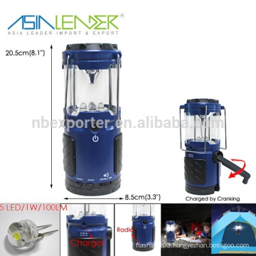 Light Life 100000 Hours Warranty 2 Yeas IP54 Bule Body ABS 300Mah Ni-mh Battery Cold White 5 LED Stretch Bivouac Lantern